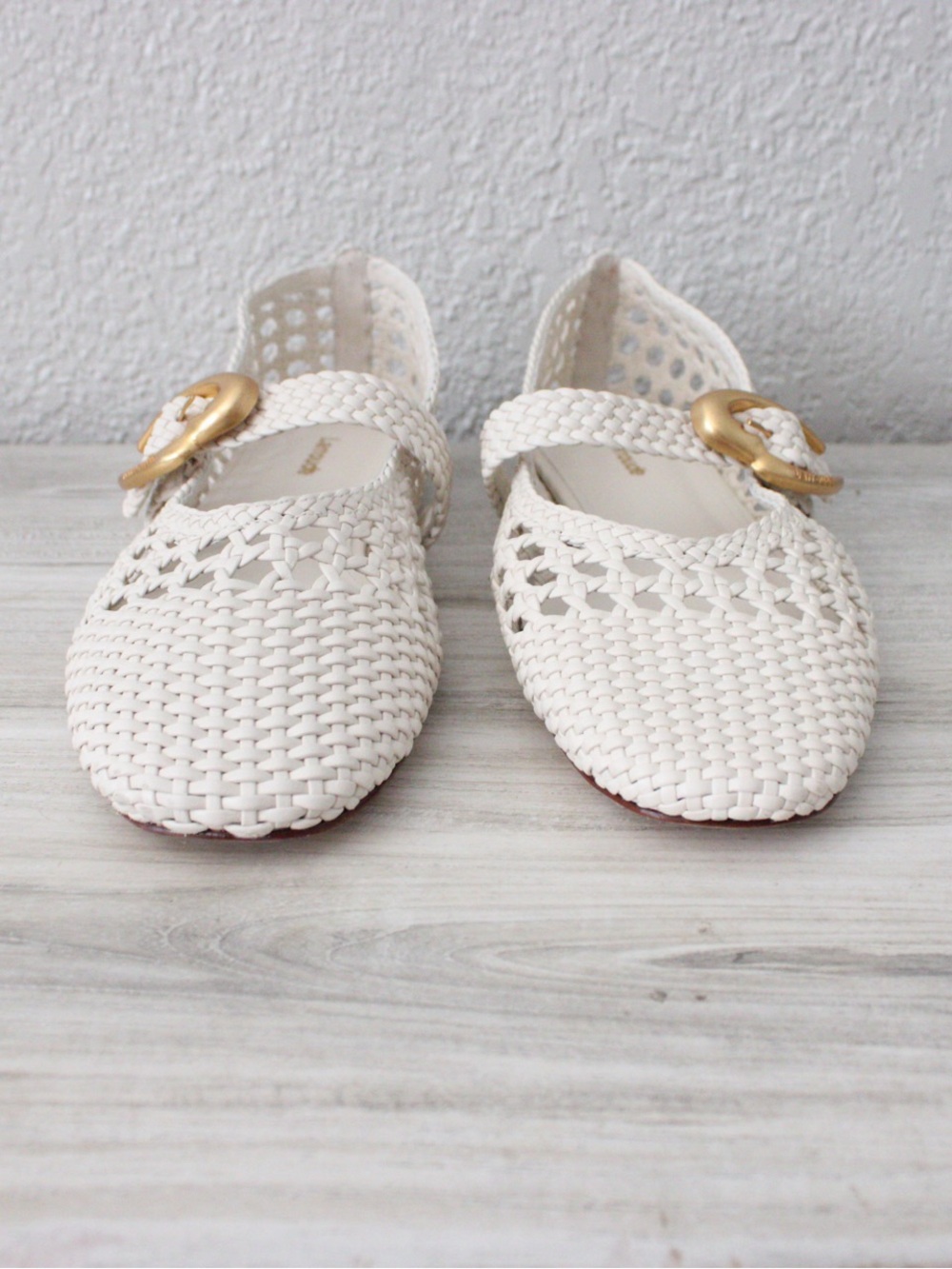Larroude Verona Macrame Ivory Leather Ballet Flats - Picture 5 of 9